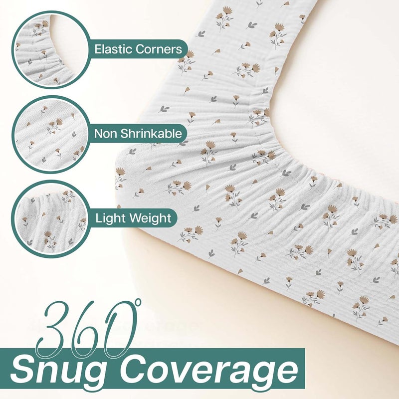 MiFlor Mi Flor 2 Pack Muslin Changing Pad Cover 16x32x5 inches – Ultra Soft CPC Certified Baby Changing Table Cover with Elastic Corners, 360° Fit, Lightweight, Breathable, Fits Most Changing Pads - Image 5